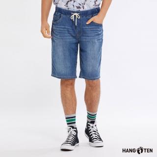 【Hang Ten】男裝-REGULAR FIT鬆緊腰頭牛仔短褲(淺藍)