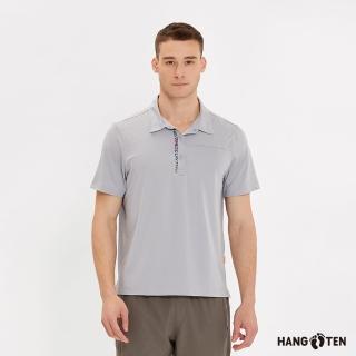 【Hang Ten】男裝-恆溫多功能-涼感鋁點3M吸濕快乾抗臭口袋短袖POLO衫(銀灰花紗)
