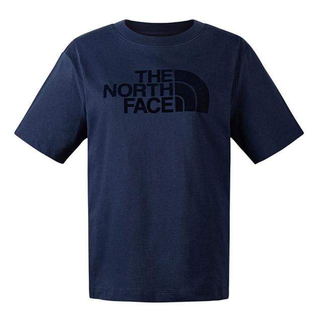 【The North Face】TNF 短袖上衣 休閒 W FLOCKING LOGO SS TEE - AP 女 藍(NF0A88GE8K2)