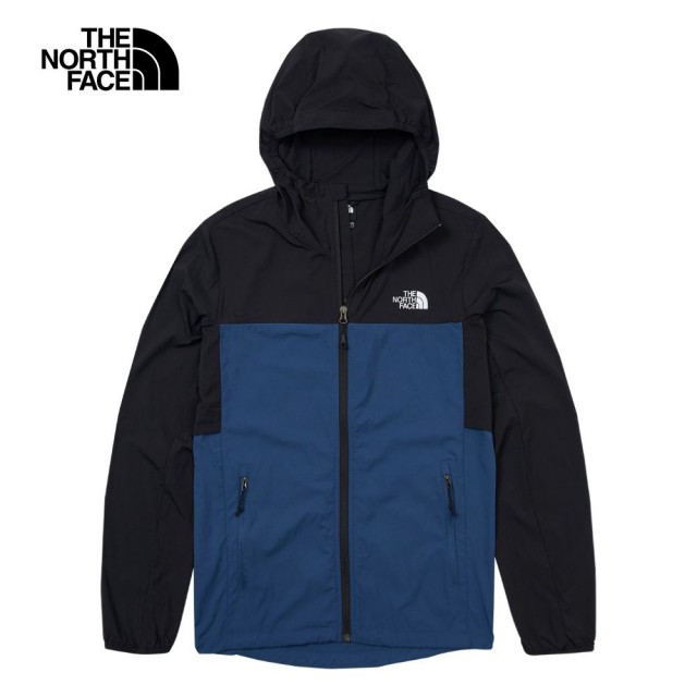 【The North Face】TNF 風衣外套 拼接涼感防曬 M SUN CHASE WIND JACKET - AP 男 藍黑(NF0A87VYMPF)