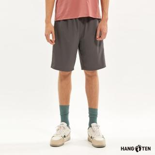 【Hang Ten】男裝-恆溫多功能-REGULAR FIT冰絲涼感腰頭鬆緊機能短褲(灰)