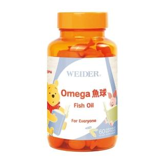 【WEIDER 威德】迪士尼Omega兒童魚球x3瓶(60顆/瓶 TG型兒童魚油 含200mg Omega-3 紐西蘭乳鐵蛋白)