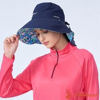 【Wildland 荒野】女抗UV印花雙面優雅遮陽帽.防曬帽.休閒帽.大盤帽(W1065-72 深藍色)