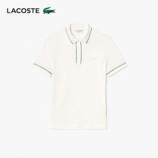 【LACOSTE】男裝-撞色滾邊短袖Polo衫(白色)