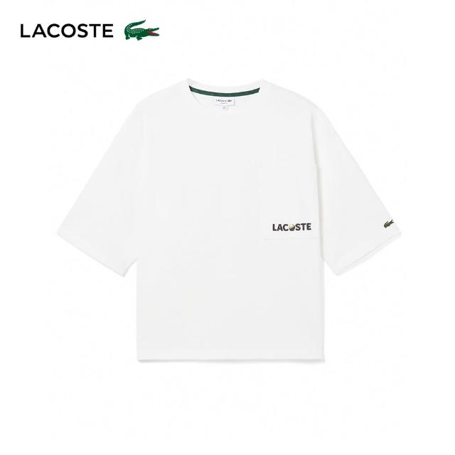 【LACOSTE】男裝-時尚口袋棉質短袖T恤(白色)