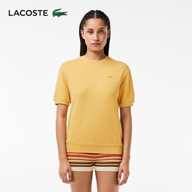 【LACOSTE】女裝-天然染色棉質抓絨短袖T恤(黃色)