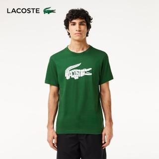 【LACOSTE】男裝-運動快乾鱷魚紋印花短袖T恤(綠色)