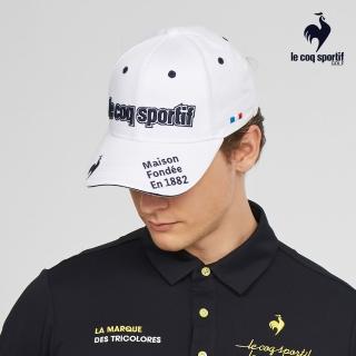 【LE COQ SPORTIF 公雞】高爾夫系列 網路獨家 男款白色簡約防曬抗UV可調節棒球帽 QGT0J140