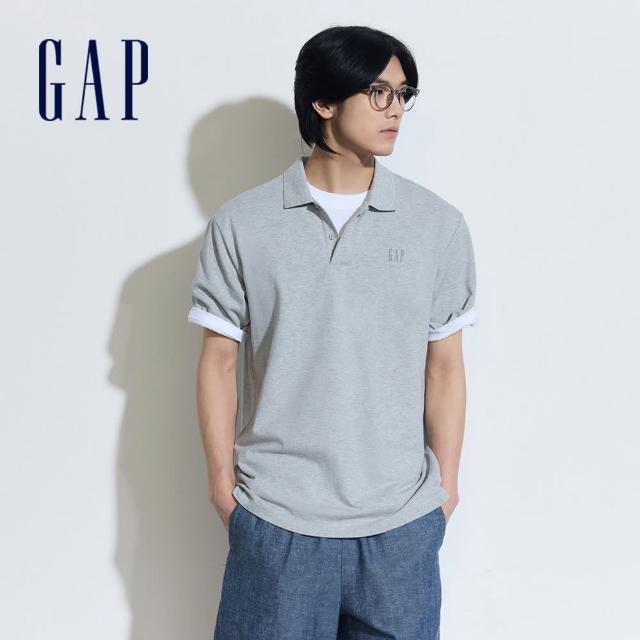 【GAP】男裝 Logo短袖POLO衫-灰色(460848)