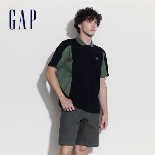 【GAP】男裝 純棉短袖POLO衫 厚磅密織水洗棉系列-黑色(877412)