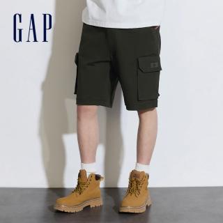 【GAP】男裝 工裝短褲-深綠色(884891)