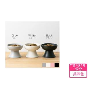 【寵物陶瓷碗】日式高腳陶瓷碗 黑色水碗 陶瓷水碗(寵物飼料碗 貓狗寵物碗)