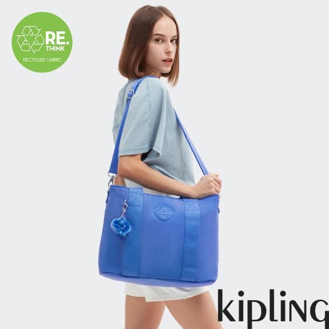 【KIPLING官方旗艦館】深邃亮藍色大容量兩用包-MINTA L