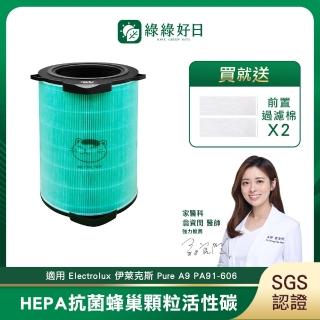 【綠綠好日】適用 Electrolux 伊萊克斯 Pure A9 PA91-606 HEPA抗菌RFID濾芯(複合 蜂顆活性碳 前置濾網＊2)