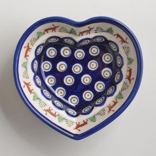 【波蘭陶】Zaklady 愛心造型烤盤 烘焙盤 蛋糕盤 水果盤 點心盤 波蘭手工製(歡樂聖誕系列)