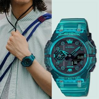 【CASIO 卡西歐】G-SHOCK 土耳其藍 藍牙連線 碳纖維核心防護雙顯手錶(GA-B001G-2A)