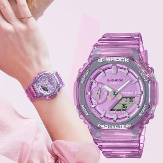 【CASIO 卡西歐】G-SHOCK 女錶 八角農家橡樹 半透明雙顯手錶-粉(GMA-S2100SK-4A)