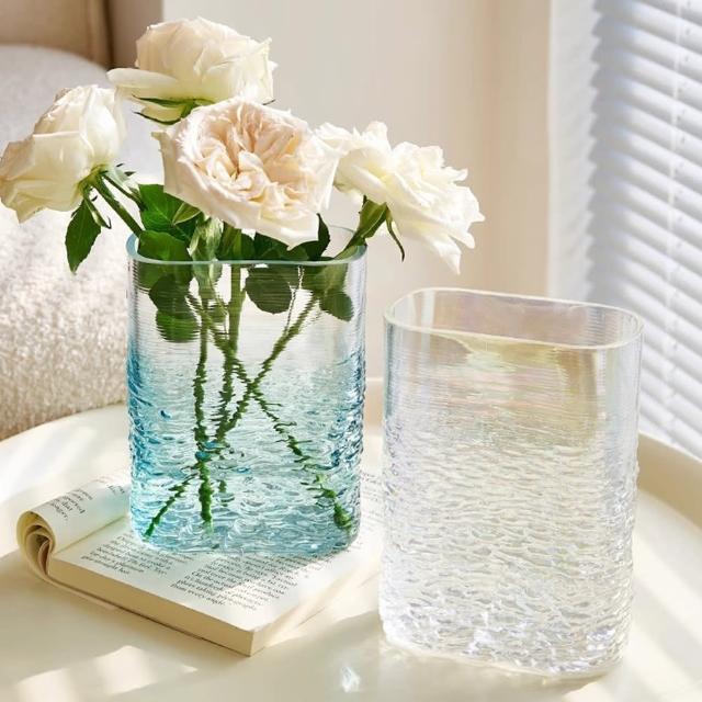 【好拾物】日式漸層錘紋玻璃花瓶(2入組)