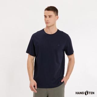 【Hang Ten】男裝-基本款BCI純棉圓領腳丫短袖T恤(丈青)