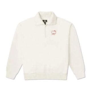 【CONVERSE】Zip Sweater 男款 女款 米白色 心型 刺繡 針織 翻領 長袖 10026890-A01