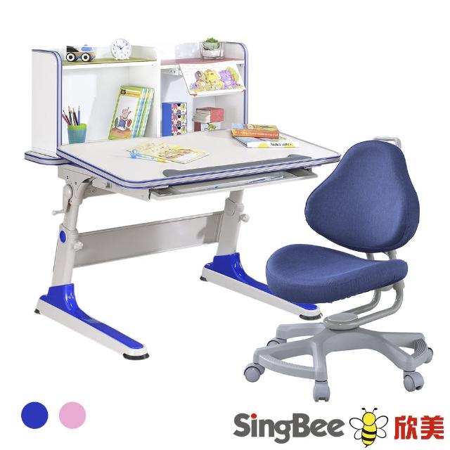 【SingBee 欣美】寬105cm 兒童桌椅組SBD-602&BC105+168椅(書桌椅 兒童桌椅 兒童書桌椅)