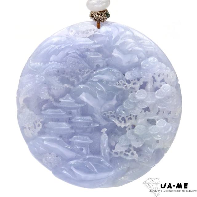 【JA-ME】天然A貨翡翠厚裝滿色紫羅蘭山水玉墜(母親節/送禮)