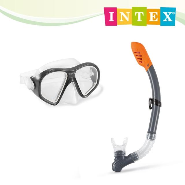 【INTEX】暗礁騎士浮潛組合-蛙鏡+呼吸管-適用成人14歲以上(55648)