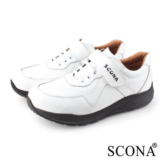 【SCONA 蘇格南】全真皮 樂活舒適側帶休閒鞋(白色 1292-2)
