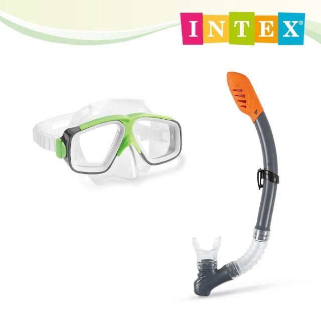 【INTEX】衝浪騎士浮潛組合-蛙鏡+呼吸管 兒童款8歲~13歲(55949)
