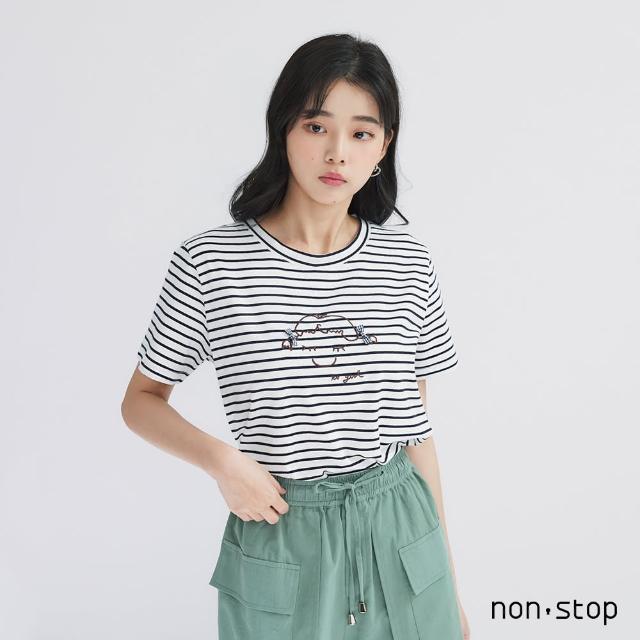 【non-stop】微笑女孩刺繡T恤-2色