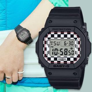 【CASIO 卡西歐】BABY-G 格子旗方形女錶 電子錶(BGD-565GS-1)