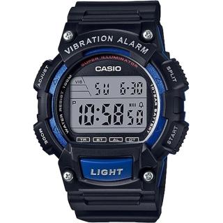 【CASIO 卡西歐】學生錶 十年電力運動手錶-黑x藍(W-736H-2AVDF)
