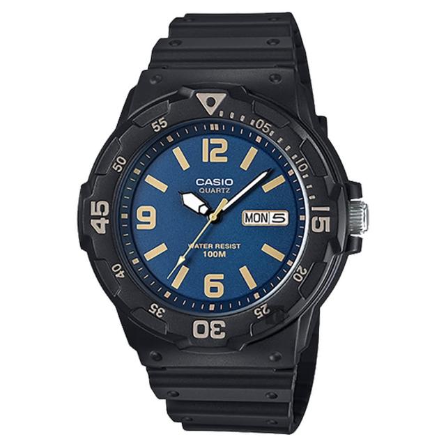 【CASIO 卡西歐】學生錶 DIVER LOOK 潛水運動風手錶-藍x黑 考試手錶(MRW-200H-2B3VDF)