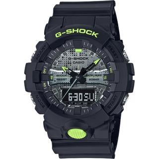 【CASIO 卡西歐】G-SHOCK 點陣迷彩LED雙顯錶(GA-800DC-1A)