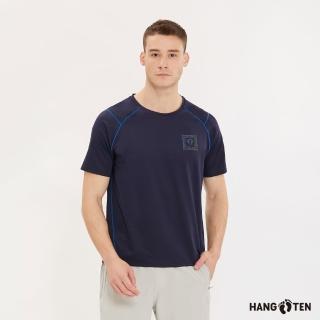 【Hang Ten】男裝-恆溫多功能-涼感彈性剪接線拚色短袖機能T恤(丈青)