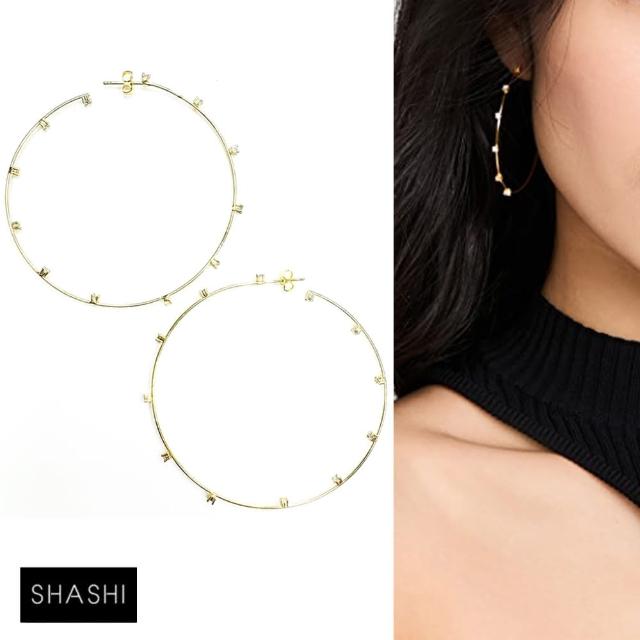 【SHASHI】紐約品牌 Chelsea 鑲鑽C形耳環 經典水滴金色耳環(C形耳環)