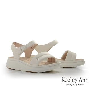 【Keeley Ann】羊皮運動風一字涼鞋(米白色432773132)