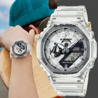 【CASIO 卡西歐】G-SHOCK 40周年透明限量版透視機芯手錶(GA-2140RX-7A)