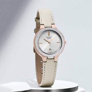 【CASIO 卡西歐】SHEEN 輕奢金屬光皮帶女錶(SHE-4559GBL-7A)