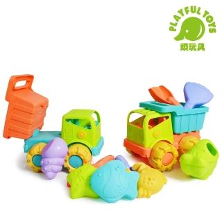 【Playful Toys 頑玩具】軟膠沙灘車組(安全柔軟材質 玩沙工具 戲水玩具 洗澡玩具)