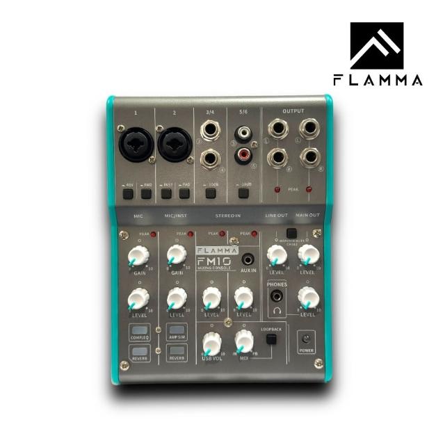 【FLAMMA】直播主入門設備 多功能混音器／FM10(MIXER 播客 錄音 手機直播 錄音介面)