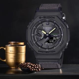 【CASIO 卡西歐】G-SHOCK 太陽能藍芽 農家橡樹八角手錶 環保布質錶帶(GA-B2100CT-1A5)