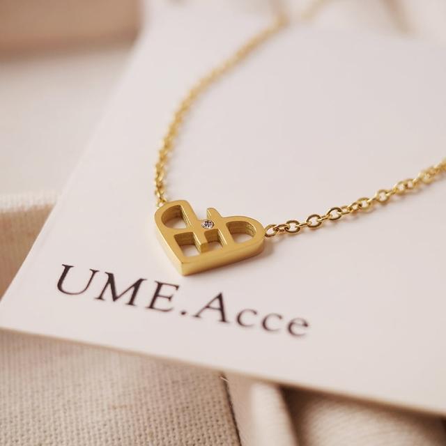 【UME.Acce】幾何單鑽愛心鈦鋼項鍊(鈦鋼 項鍊 鈦鋼項鍊 愛心 單鑽 單鑽項鍊)