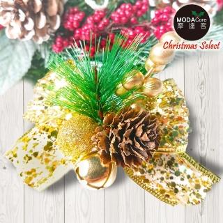 【摩達客】9cm聖誕派對裝飾金色蝴蝶結六入組(禮物包裝適用)