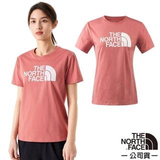 【The North Face】女 FLASHDRY 吸濕透氣排汗短袖圓領T恤.休閒套頭衫(89QU-NXQ 桃木紅)