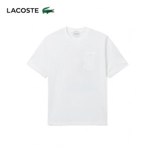 【LACOSTE】中性款-背面俏皮鱷魚印花短袖T恤(白色)