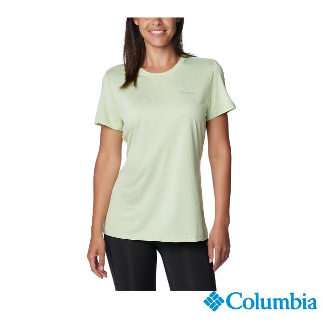 【Columbia 哥倫比亞】女款-Columbia Hike快排短袖上衣-嫩綠色(UAK98050LM/IS)