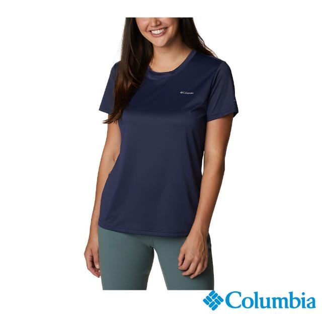 【Columbia 哥倫比亞】女款-Columbia Hike快排短袖上衣-深藍色(UAK98050NY/IS)