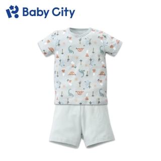 【Baby City 娃娃城】美棉短袖肩開套裝-侏儸紀恐龍(80~100cm)
