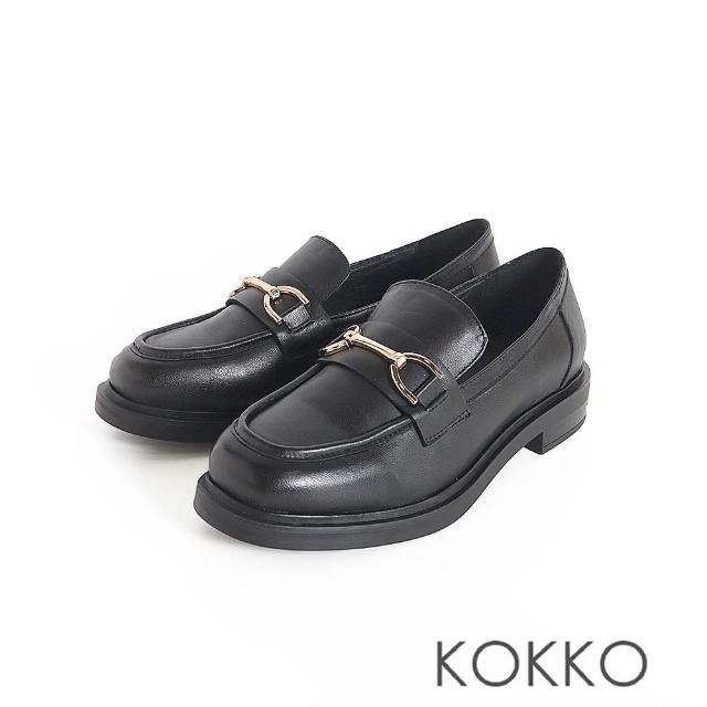 【KOKKO 集團】復古百搭親膚羊皮樂福鞋(黑色)